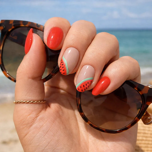 Kit Press-on Nails Pastèque Rouge Corail