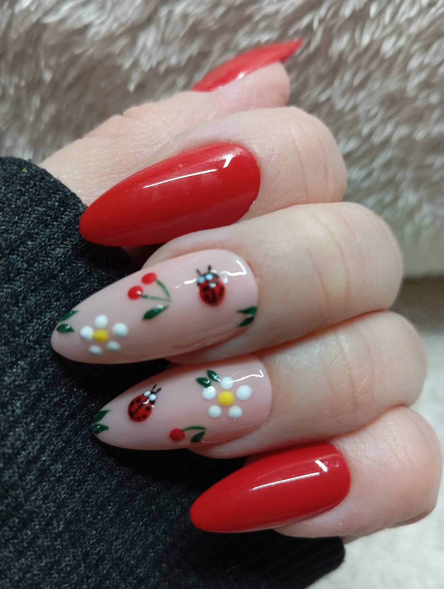 Kit Press-on Nails Rouge Coccinelle Jardin