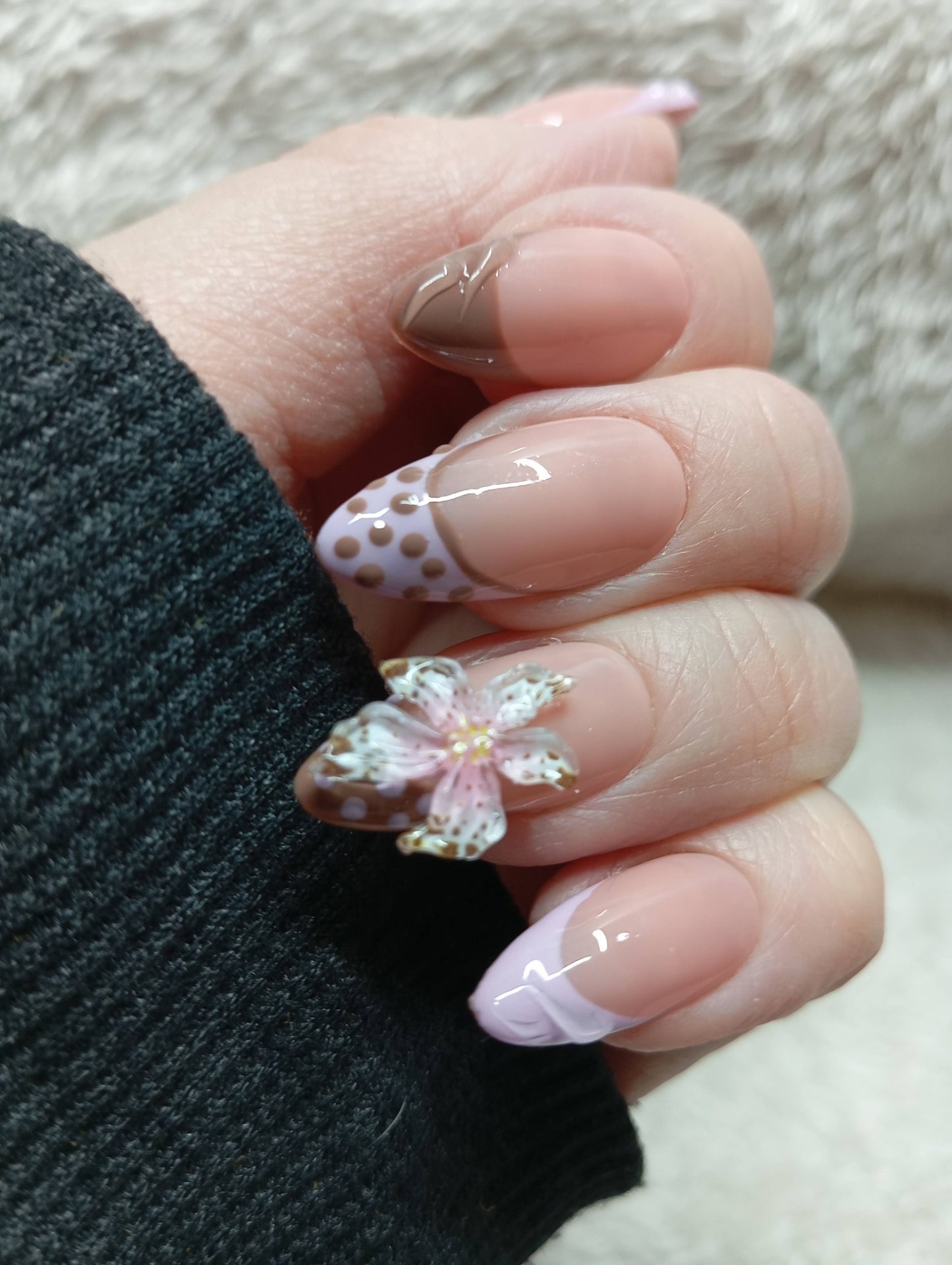 Kit Press-on Nails Mauve Cerisier Doré