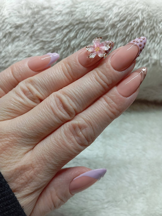 Kit Press-on Nails Mauve Cerisier Doré
