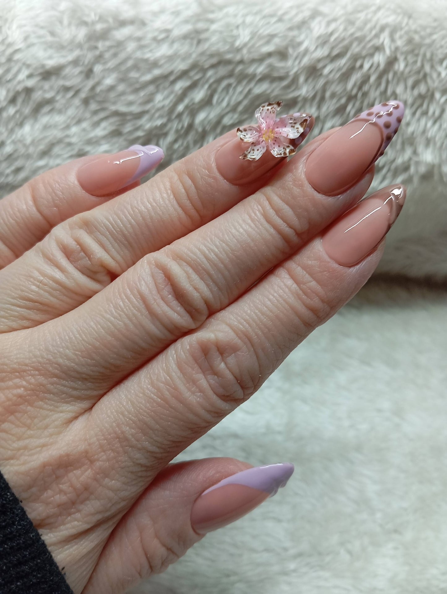 Kit Press-on Nails Mauve Cerisier Doré